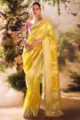 Yellow Banarasi Silk Zari Woven & Embroidered Saree