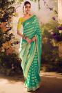 Aqua Green Banarasi Silk Zari Woven & Embroidered Saree