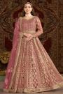 Blush Pink Net Embroidered Anarkali Dress With Dupatta