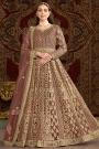 Light Brown Net Embroidered Anarkali Dress With Dupatta