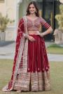 Maroon Georgette Embroidered Lehenga Set