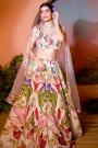 Ivory & Multicolor Silk Printed & Embroidered Lehenga Set