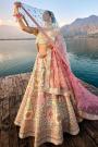 Ivory & Multicolor Silk Embroidered Lehenga Set