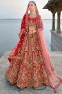 Red Silk Embroidered Lehenga Set