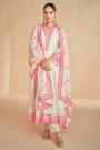 Ivory & Pink Silk Embroidered Anarkali Set