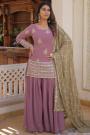 Lilac Georgette Embroidered Sharara Kurta Set