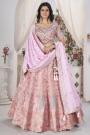 Soft Pink Jacquard Tissue Silk Embroidered Silk Set