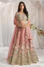 Blush Pink Tissue Silk Embroidered Lehenga Set With Belt