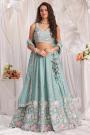 Soft Blue Chiffon Embroidered Lehenga Set