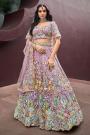 Lilac Net Embroidered Lehenga Set