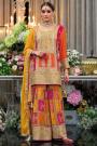 Multicolor Chinon Silk Printed & Embroidered Sharara Kurta Set