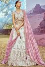 Ivory Rayon Embroidered Lehenga Set With Belt