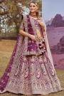 Plum Silk Embroidered Lehenga Set