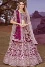 Wine Silk Embroidered Lehenga Set