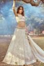 Cream Tissue Silk Embroidered Lehenga Set