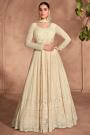 Vanilla Cream Georgette Anarkali Dress With Dupatta