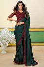 Bottle Green Georgette Embroidered Saree