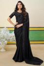 Black Georgette Embroidered Saree