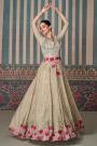 Beige Chinon Silk Embroidered Anarkali Dress With Dupatta