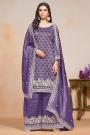 Purple Embroidered Crush Organza Silk Kurta Set