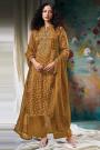 Dark Mustard Soft Silk Hand Embroidered Kurta Set