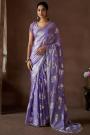 Lilac Satin Silk Foil & Hand Worked Saree