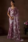 Mauve Satin Silk Foil & Hand Worked Saree