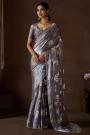 Dusty Lilac Satin Silk Foil & Hand Worked Saree