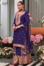 Violet Chinon Silk Embroidered Kurta Set