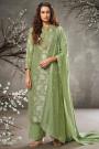 Pastel Green Soft Jacquard Silk Hand Embroidered Kurta Set