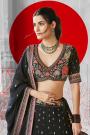 Black Georgette Embroidered Lehenga Set