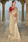 Vanilla Banarasi Silk Woven & Embroidered Saree