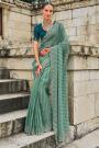 Sea Green Tissue Silk Embroidered Saree