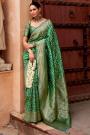 Dark Green Banarasi Silk Zari Woven Saree