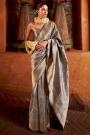 Silver Grey Banarasi Silk Zari Woven Saree