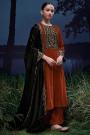 Burnt Orange Velvet Embroidered Kurta Set