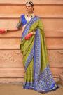 Fern Green & Royal Blue Patola Print Silk Saree