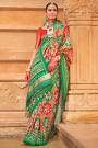 Green & Red Patola Print Silk Saree