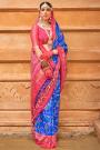 Royal Blue Patola Print Silk Saree