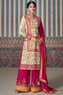 Ivory & Magenta Silk Embroidered Kurta Set