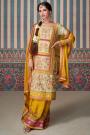 Ivory & Mustard Silk Embroidered Kurta Set