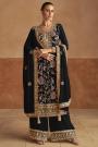 Black Chinon Silk Embroidered Kurta Set