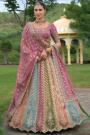 Mauve & Multicolor Silk Embroidered Lehenga Set