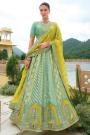 Mint & Lime Silk Embroidered Lehenga Set