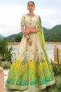 Stunning Ivory & Green  Multicolor Silk Embroidered Lehenga Set