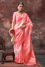 Coral Handloom Woven  Silk Saree