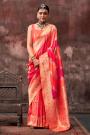 Orange Handloom Woven  Silk Saree