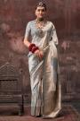 Silver Grey Handloom Woven  Silk Saree