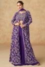 Purple Georgette Indo-Western Embroidered 4 Piece Attire