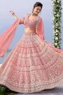 Stunning  Designer Coral Net Embroidered Lehenga Set